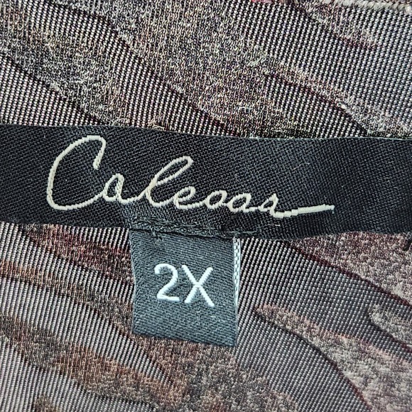 Calessa Tunic Womens 2X Crimson Zebra Print Cowl Neck Long Sleeve Top Office New - Picture 4 of 5